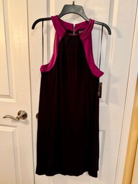 INC Black Colorblock Halter Sheath Dress XL NWT Knee Length